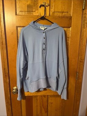 BUCKETLIST Men’s Light Blue Hooded Henley Button-Up Sweater